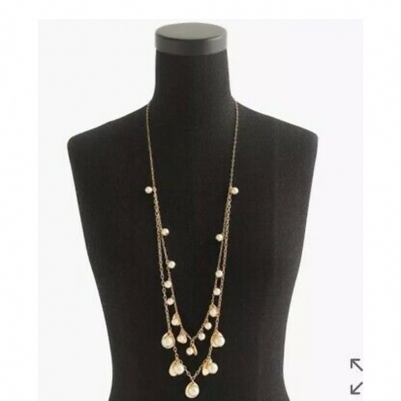 J.Crew Double Strand Necklace w/Teardrops & Pearls - Picture 1 of 8